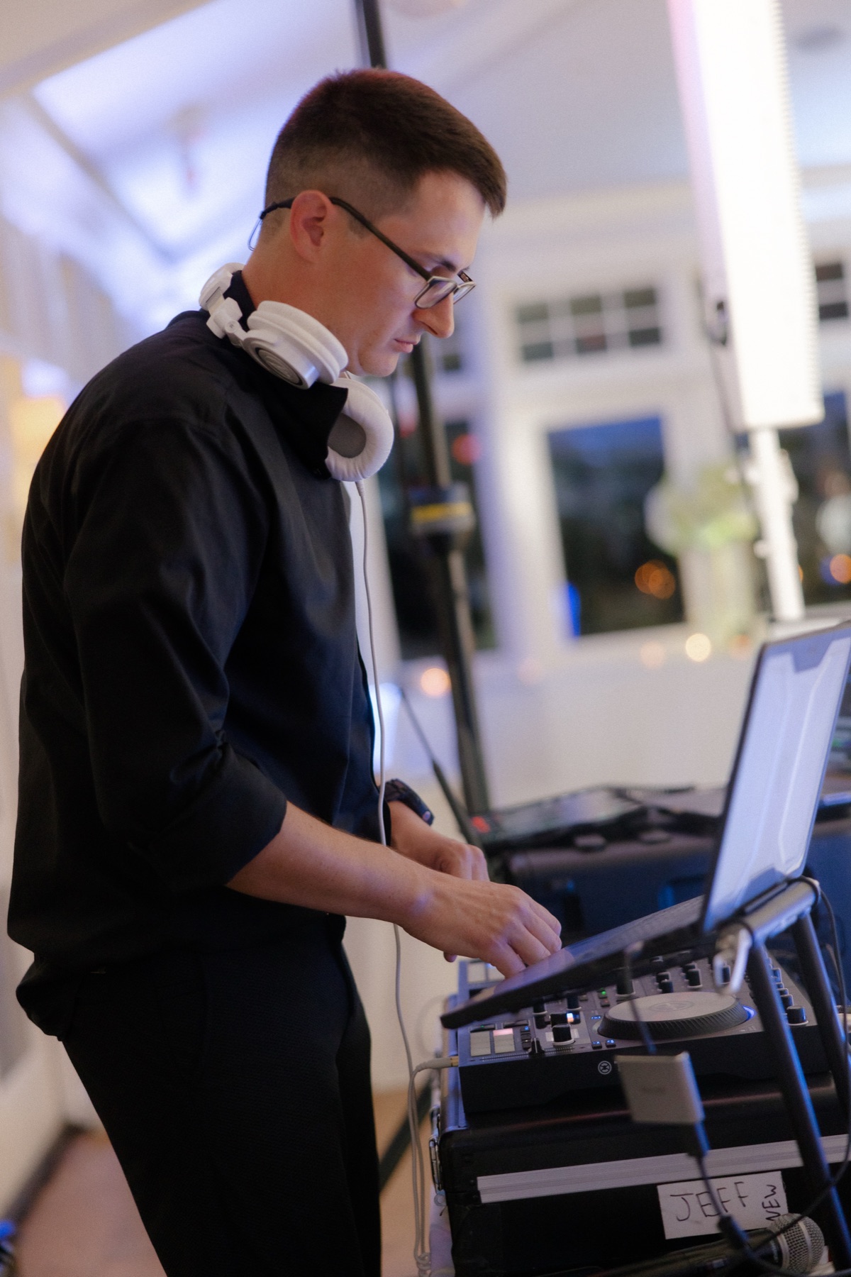 Jeff at the controller during a wedding reception
